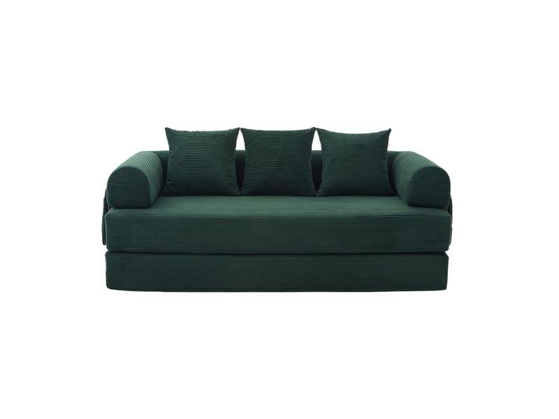  Canapé modulable modenvie 3 places en velours côtelé vert émeraude 200 x 94 x 67 cm  - Conforama A