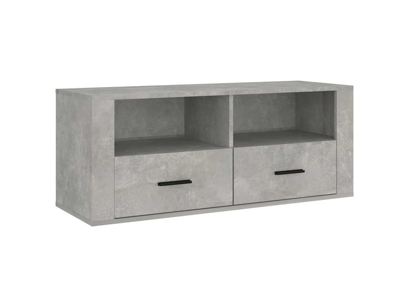  Meuble tv - banc tv - meuble de rangement gris béton 100x35x40 cm bois d'ingénierie  - Conforama A