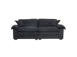 Canapé droit 2 places à assise profonde - coussins double couche amovibles, chenille noire, 214 cm