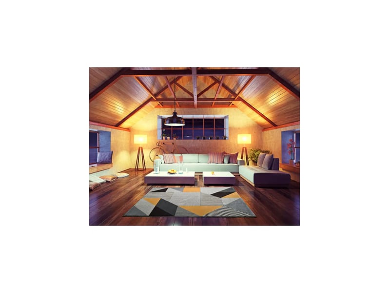  Tapis atticgo gladys rectangulaire gris et moutarde - 100% polypropylène 12138 - Conforama D