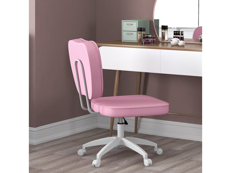 Chaise de bureau sans accoudoirs, fauteuil de bureau, polyuréthane, 59x46x92cm, rose  - Conforama D