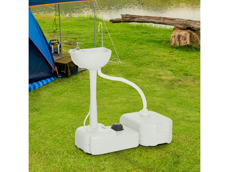  Lavabo de camping 83x50x103 cm fonctionnel hdpe gris clair  - Conforama B