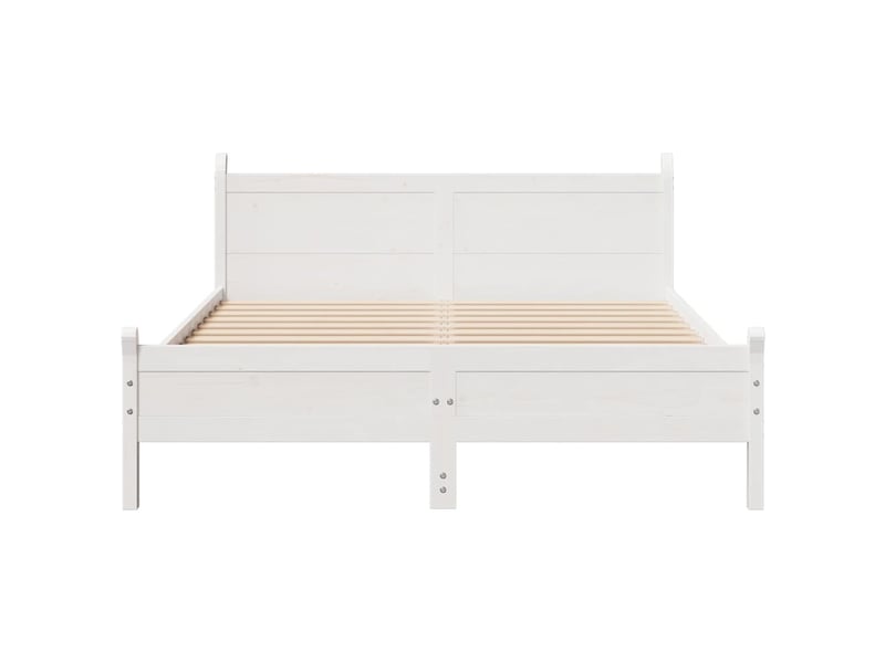 Lit double- lit adulte - cadre de lit sans matelas blanc 150x200 cm bois de pin massif - Conforama C