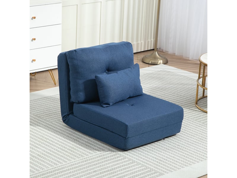 Fauteuil convertible chauffeuse inclinable - coussin inclus - tissu bleu - Conforama B