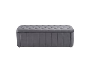 Banc coffre capitonné avec rangement en velours gris foncé 132 x 47.5 x 44 cm