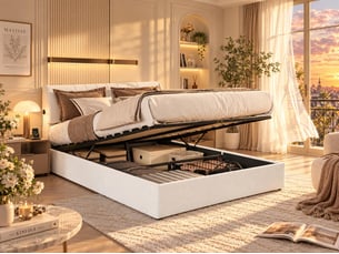 Lit coffre 140x190 cm <strong></strong> <strong></strong> coloris blanc