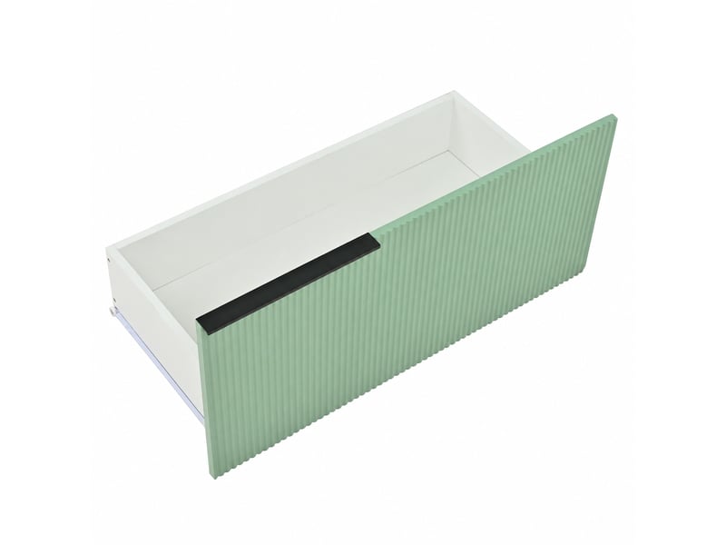  Meuble vasque vert menthe 81,5 cm avec vasque en céramique et 2 tiroirs  - Conforama E