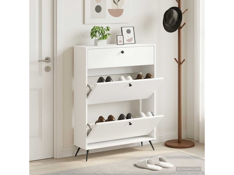  Meuble à chaussure, cabinet à chaussures breda 78x24x103 cm bois d'ingénierie shl5247  - Conforama B