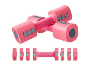 Ensemble d'haltères réglables 5 kg 4 en 1, paires d'haltères 1kg1,5kg2kg2,5kg avec poignée antidérapante, rose cerise