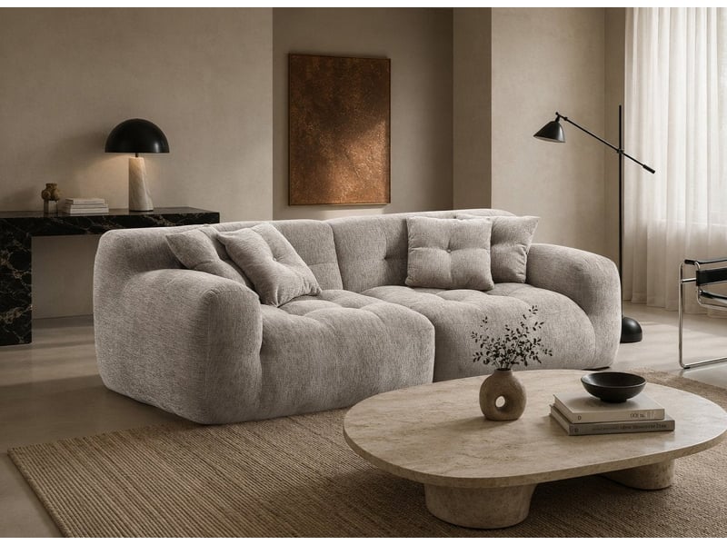 Canapé droit 3 places en velours texturé taupe tanina S351-3P-TAU - Conforama B
