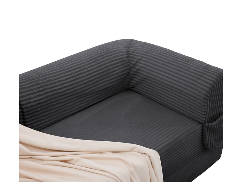  Canapé droit 2 places gris avec rangement intégré et revêtement côtelé pour salon moderne  - Conforama W