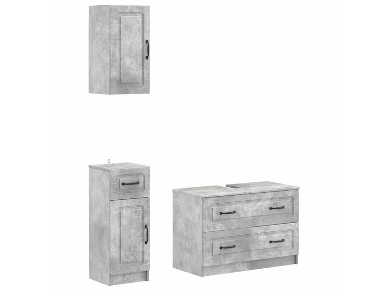  Ensemble de meuble de salle de bain 3 pièces utrecht gris béton cf63517  - Conforama A