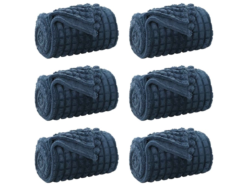 Couverture jetée de canapé 6 pcs bleu marine 200x150 cm 4.5 kg toison - Conforama A