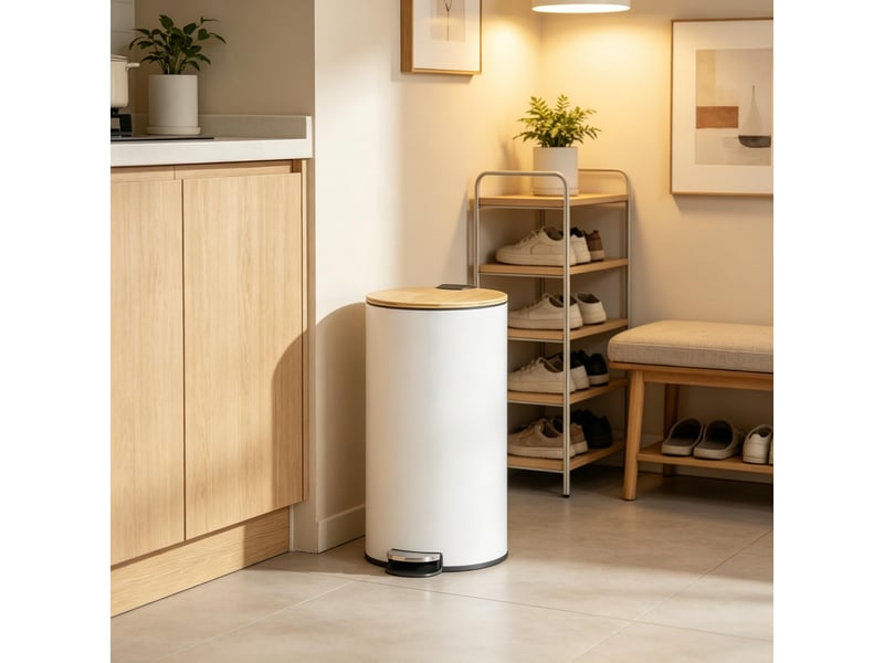 Poubelle de cuisine 30 l à pédale, bac intérieur amovible, couvercle soft-close - Conforama D
