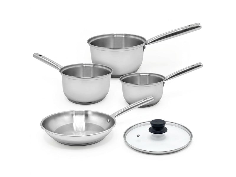  Lot de 3 casseroles inox 182022 cm et 1 poêle à frire 20 cm avec couvercle fackelmann rhona 9133050B88 - Conforama A