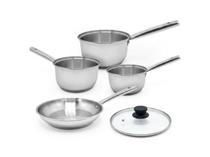 Lot de 3 casseroles inox 182022 cm et 1 poêle à frire 20 cm avec couvercle fackelmann rhona