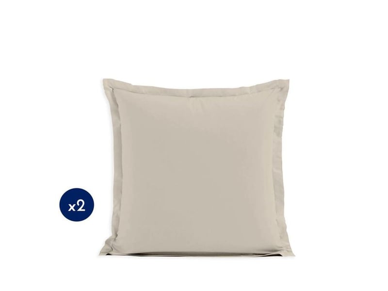  Taies d oreiller coton 63x63 cm beige clair lot de 2 traitement anti acarien ouverture enveloppe LH72590 - Conforama A