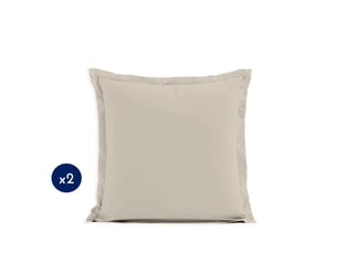 Taies d oreiller coton 63x63 cm beige clair lot de 2 traitement anti acarien ouverture enveloppe