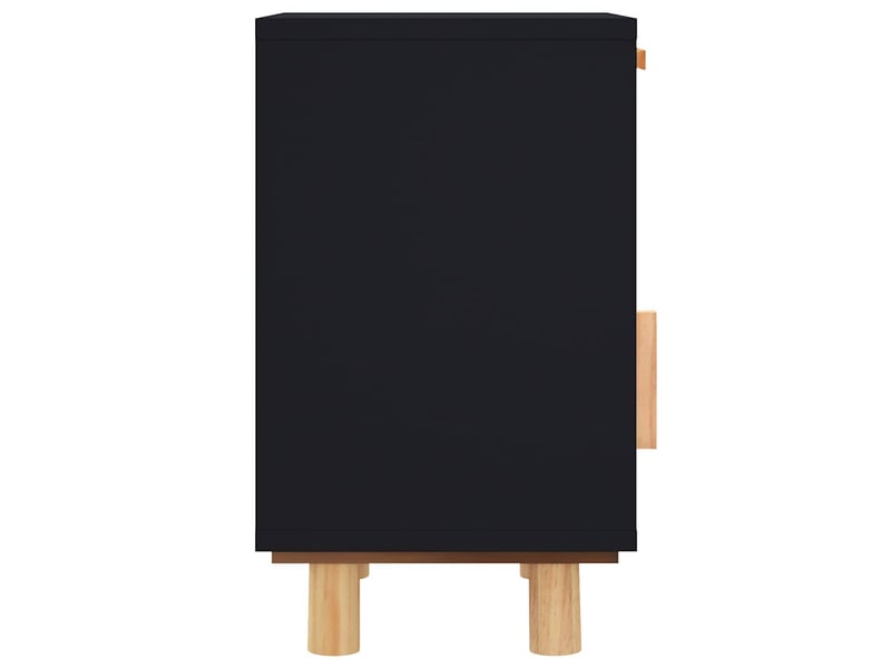  Table de chevet - cabinet de chevet - table de nuit noir bois de pin massif et rotin naturel  - Conforama E