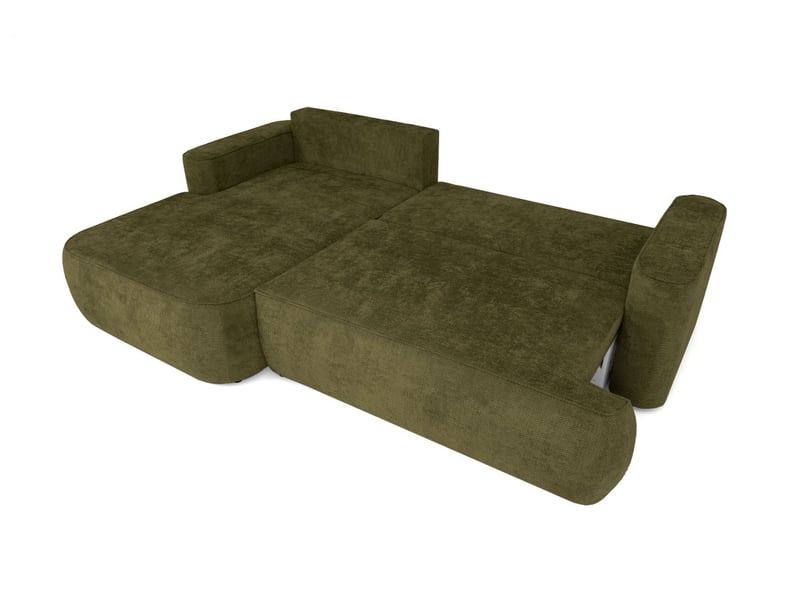  Canapé d'angle gauche cassis avec coffre de rangement en tissu chenille - vert CASSIS - Conforama C