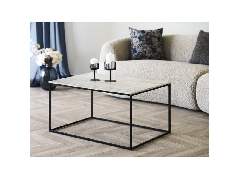 Chic- table basse décor travertin et métal 90x60 cm  - Conforama B