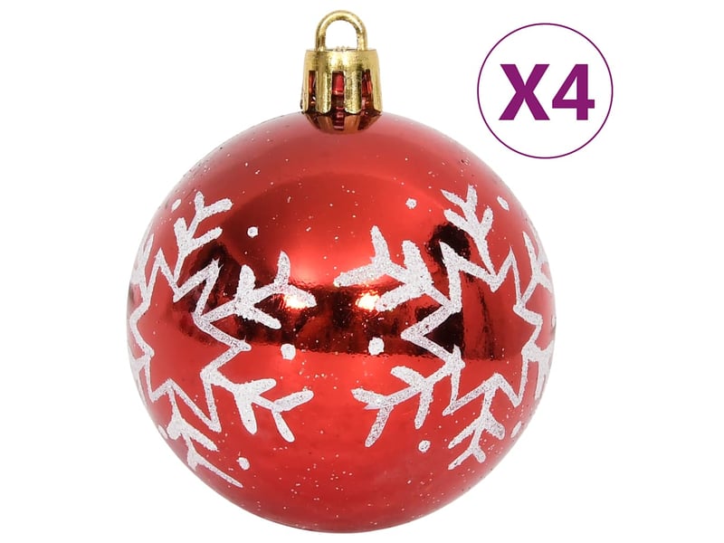  Ensemble de boules de noël 64 pcs rouge et blanc  - Conforama D