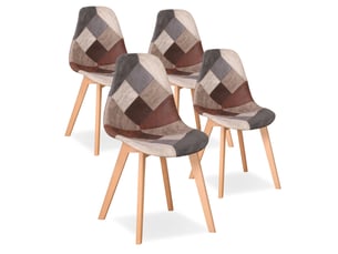 Lot de 4 chaises patchwork - chaises de salle à manger - pieds en hêtre(brun) - style rétro