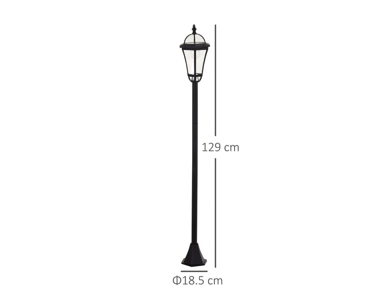  Lot de 2 lampadaires solaires led 18,5x18,5x129 cm ip44 noirs  - Conforama D