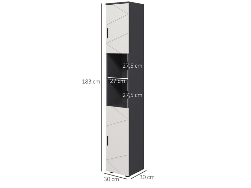  Meuble colonne de salle de bain, 30x30x183 cm, avec rangement, bois, gris  - Conforama C