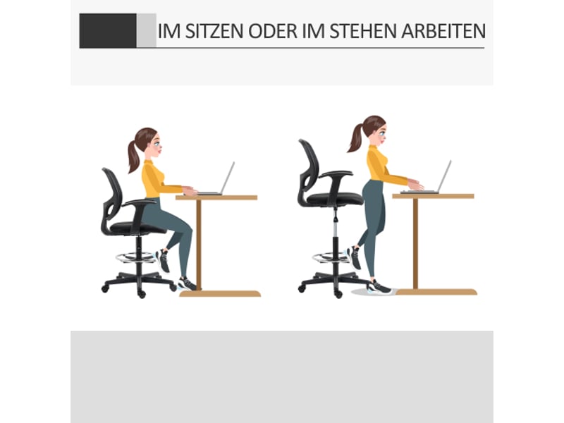  Chaise de bureau ergonomique pivotante avec repose-pieds réglable, noir, 60x56x110-132 cm, 120 kg  - Conforama E