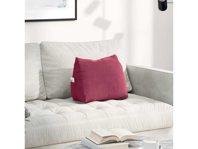  Coussin de dos, coussin de dossier bordeaux 45 x 20 x 35 cm tissu en velours côtelé cf54596  - Conforama B