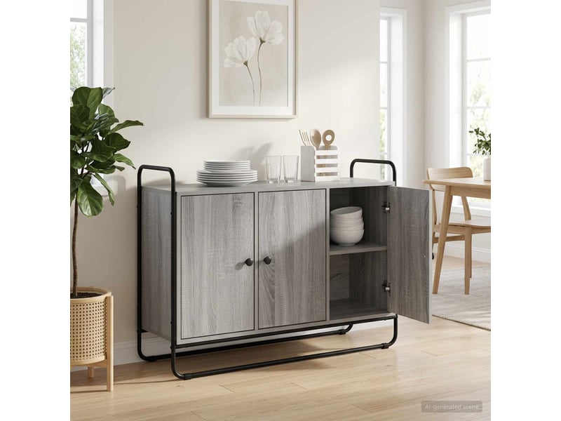 Buffet salon, buffet de rangement sonoma gris 102x35x75 cm bois d'ingénierie shl43116  - Conforama B
