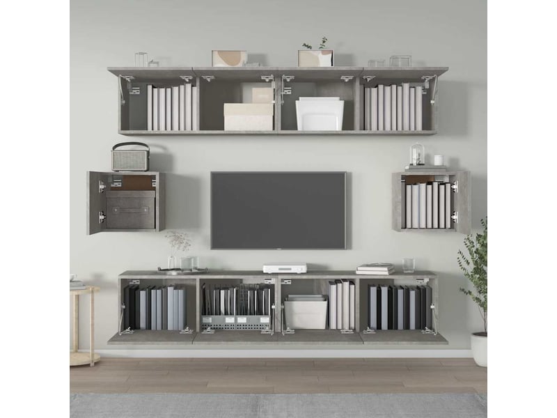  Ensemble de meubles tv 6 pcs gris béton bois d'ingénierie shl99867  - Conforama C