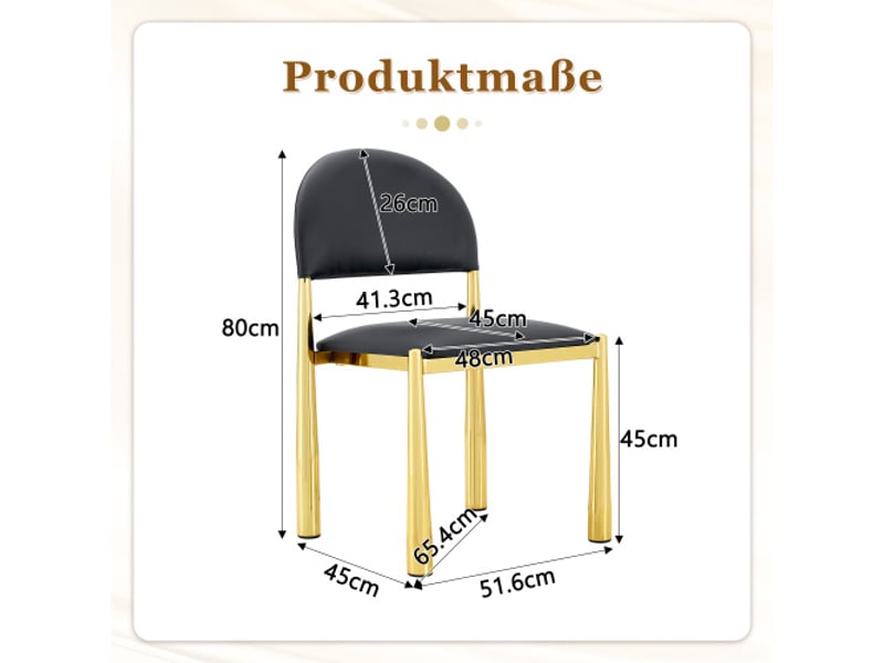  Chaises modernes – ensemble de 2 – dossiers arrondis, assises rembourrées en cuir pu – pieds métal – hauteur 80 cm  - Conforama C