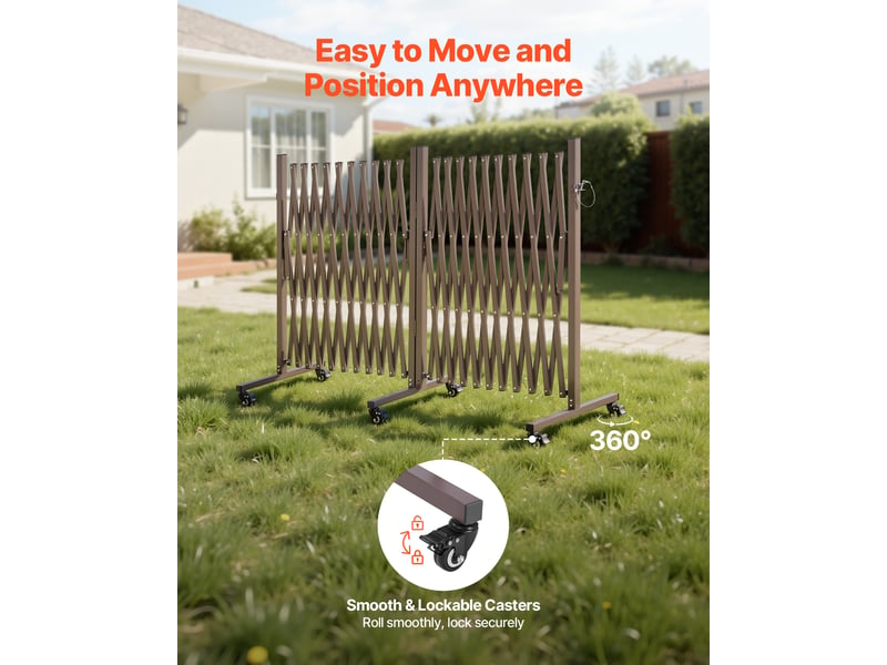  Vevor barrière de sécurité extensible accordéon double rotative 8,18 m marron  - Conforama D