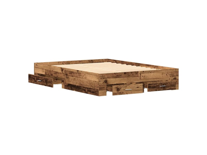  Lit double- lit adulte -  cadre de lit bois ancien 135 x 190 cm bois d'ingénierie  - Conforama C