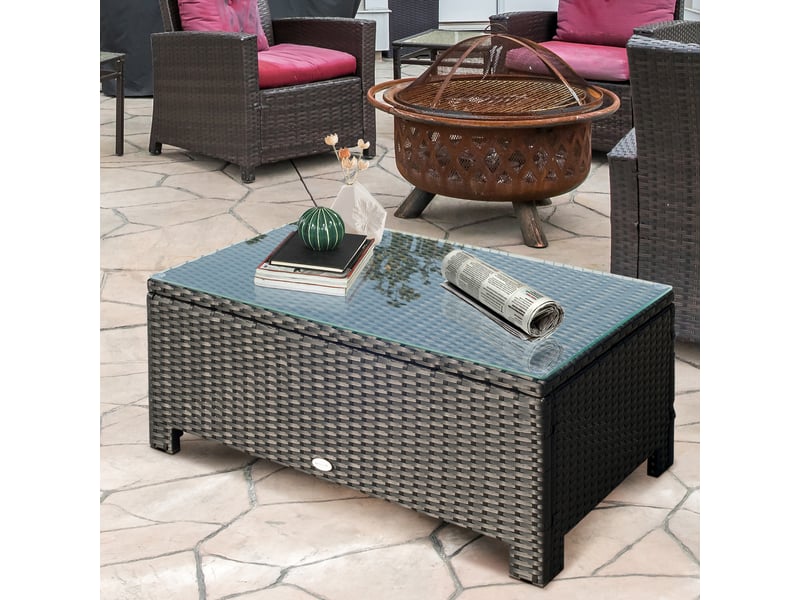  Table basse de jardin métal noir 85x50x39cm  - Conforama C