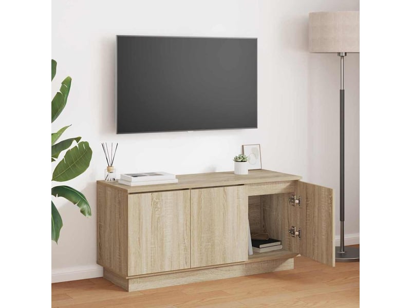 Meuble tv - banc tv - meuble de rangement 100 x 38 x 49 cm chêne sonoma bois d'ingénierie - Conforama B