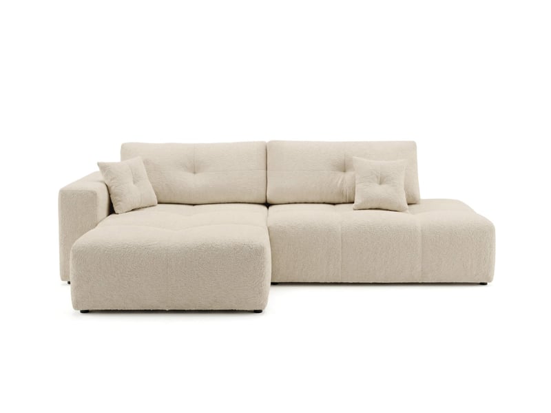  Celine - canapé d'angle fixe convertible 4 places en bouclette  - Conforama E