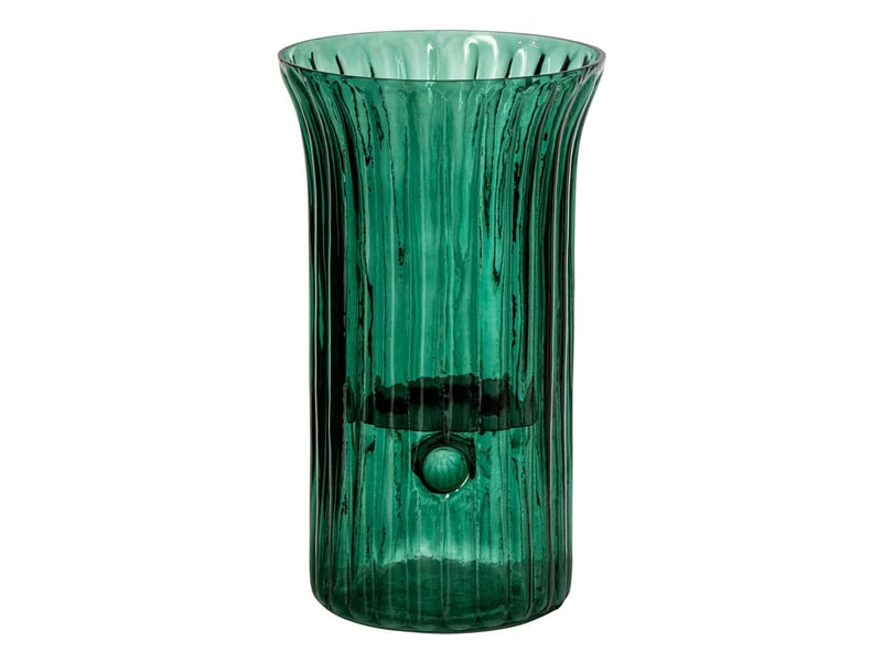  Photophore strié en verre quirin 32cm turquoise  - Conforama A