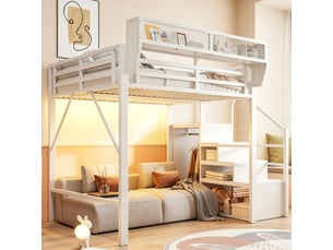 Lit mezzanine 140x200 cm <strong>DZMDIP</strong>  <strong></strong> coloris blanc