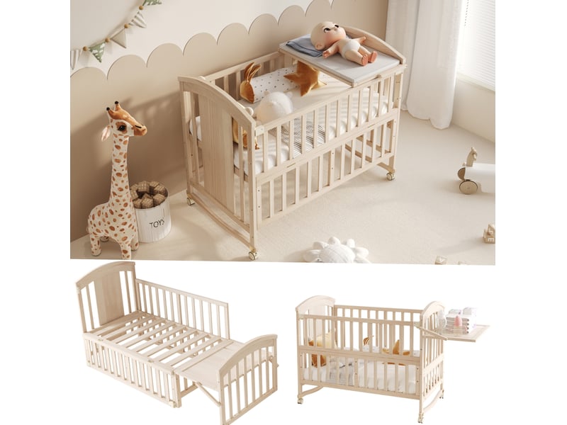  Lit bébé évolutif 60x120 avec table à langer homvra  - Conforama D