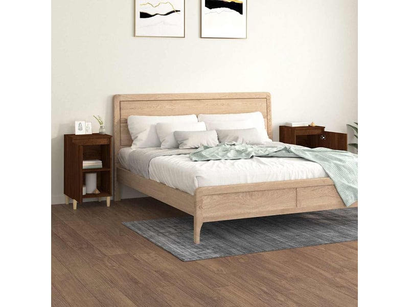  Lot de 2 tables de chevet - cabinet de chevet - table de nuit chêne marron 40x35x70cm bois d'ingénierie  - Conforama B