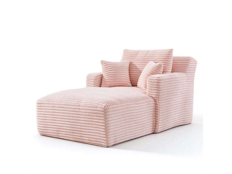  Méridienne en velours côtelé rose fauteuil de relaxation 1 place sans montage  - Conforama A