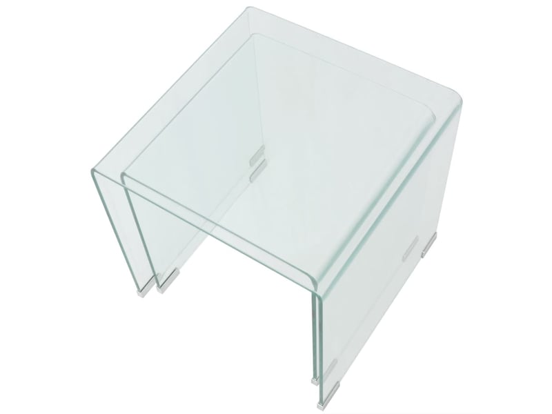  Ensemble de tables gigognes 2 pcs verre trempé transparent  - Conforama D