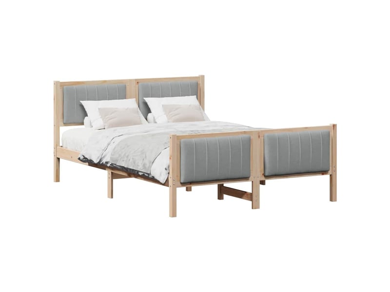 Lit double- lit adulte -  cadre de lit avec tête de lit marron et gris clair 135 x 190 cm  - Conforama B