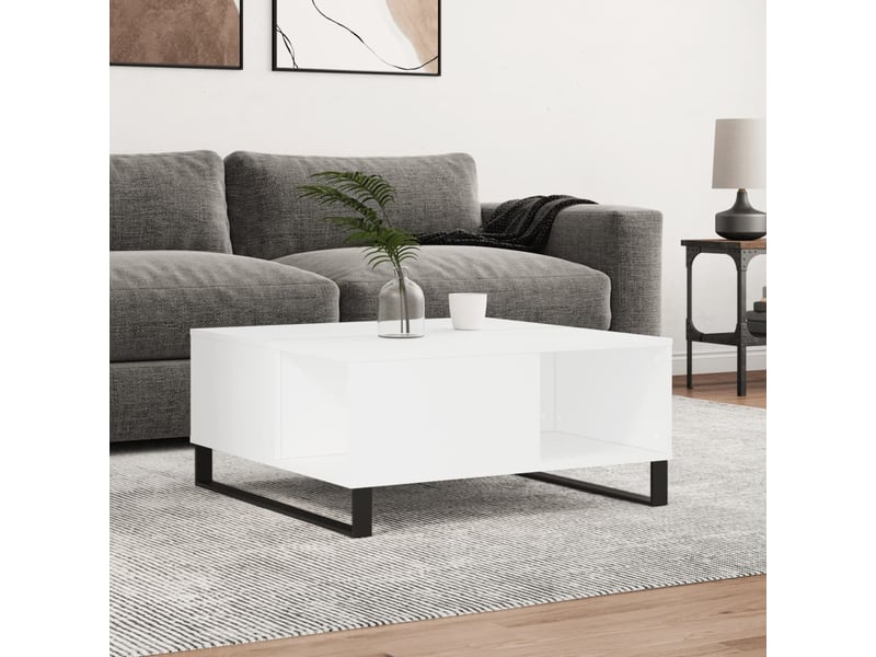  Table basse - table de salon - table à thé blanc 80x80x36,5 cm bois d'ingénierie  - Conforama B