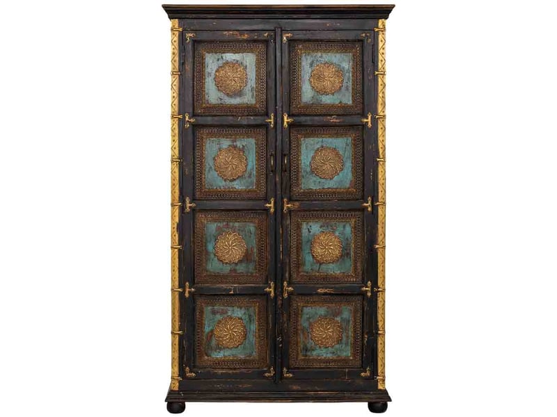  Armoire artisanale en bois noir 102x44x183h cm  - Conforama C