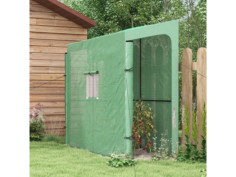  Serre en acier 2 portes coupe-vent avec fenêtre protection contre les uv pour jardin pe, vert Aosom - Conforama B