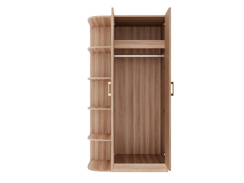  Armoire 2 portes en bois naturel 90x55x170 cm avec porte-manteau, penderie et étagères de rangement  - Conforama A
